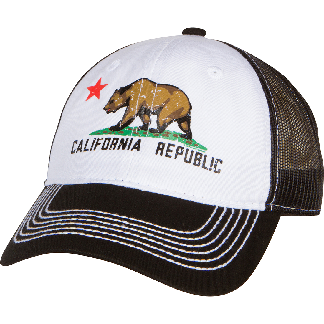 California Republic Screen Print Trucker Hat - Black
