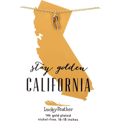 California State Small Outline Gold Necklace