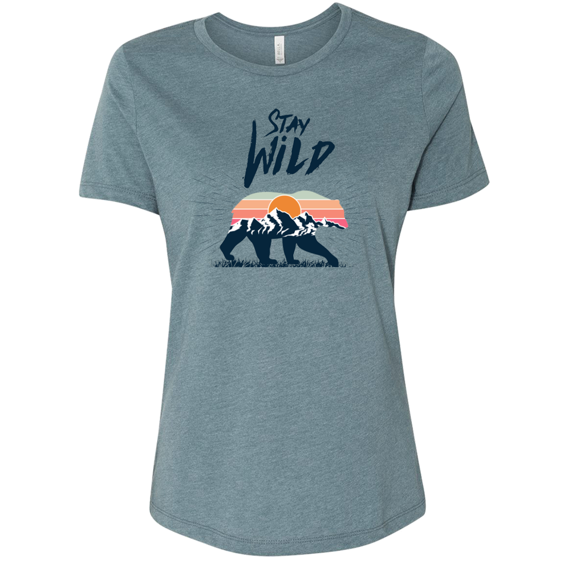 Stay Wild Sunset Bear Women s Relaxed Jersey Tee California