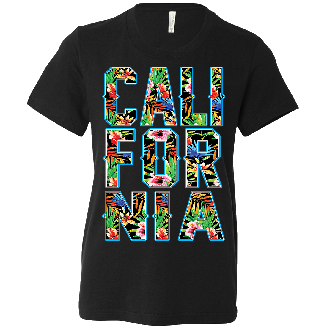 Tropical California Floral Print Asst Colors Youth T-Shirt/tee