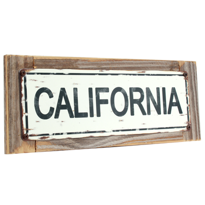 California Rustic Wood and Metal California Destination Sign