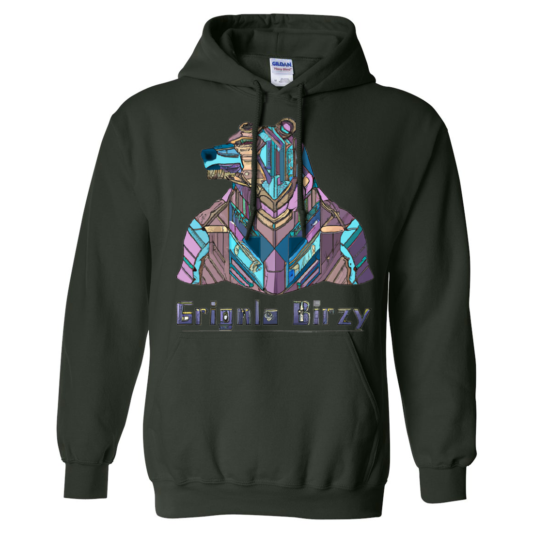 Stained Glass Cyborg Grizzly Bear Sweatshirt Hoodie