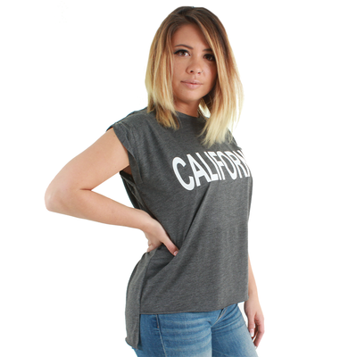 California Bold Text Flowy Muscle Tee