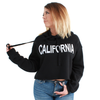 California Bold Text Cropped Hoodie Black