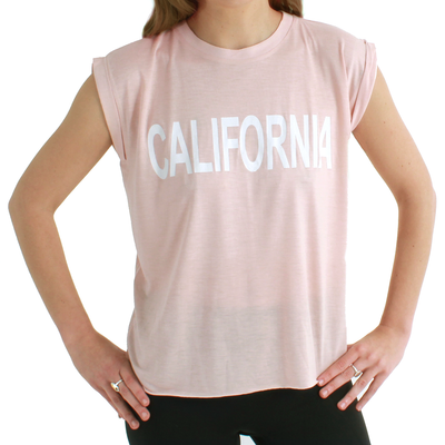 California Bold Text Flowy Muscle Tee