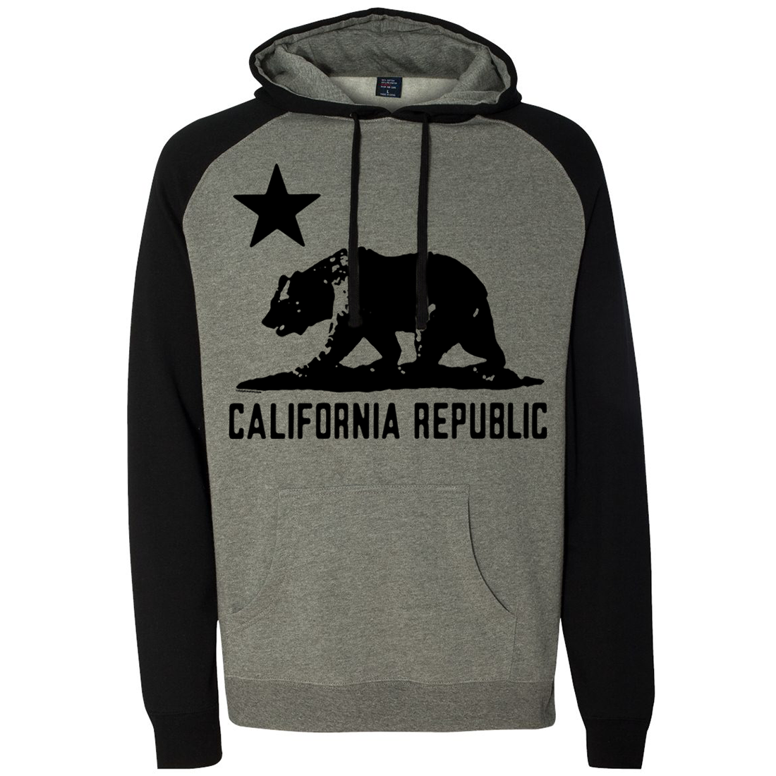 California Republic Black Oversized Silhouette Raglan Hoodie
