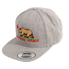 California Republic Embroidered Snapback Flat Brim Baseball Hat - Heather Grey