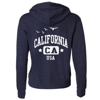 California USA Premium Unisex French Terry Full-Zip Sweatshirt - Heathered Navy